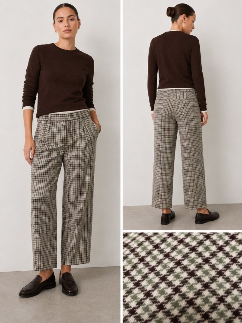 H&M Wool Blend Relaxed Fit Rare color Houndstooth Pleated Trousers Size 31
